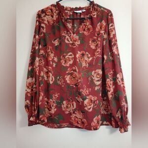 Joan Rivers Floral Blouse Size Medium